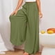 thumbnail image 1 of Pantalones De Pierna Ancha Pantalones de pierna ancha para mujer Pantalones casuales plisados ​​​​sólidos de cintura alta (Verde militar L) Cgtredaw para Mujer ejercito verde T XL, 1 of 6