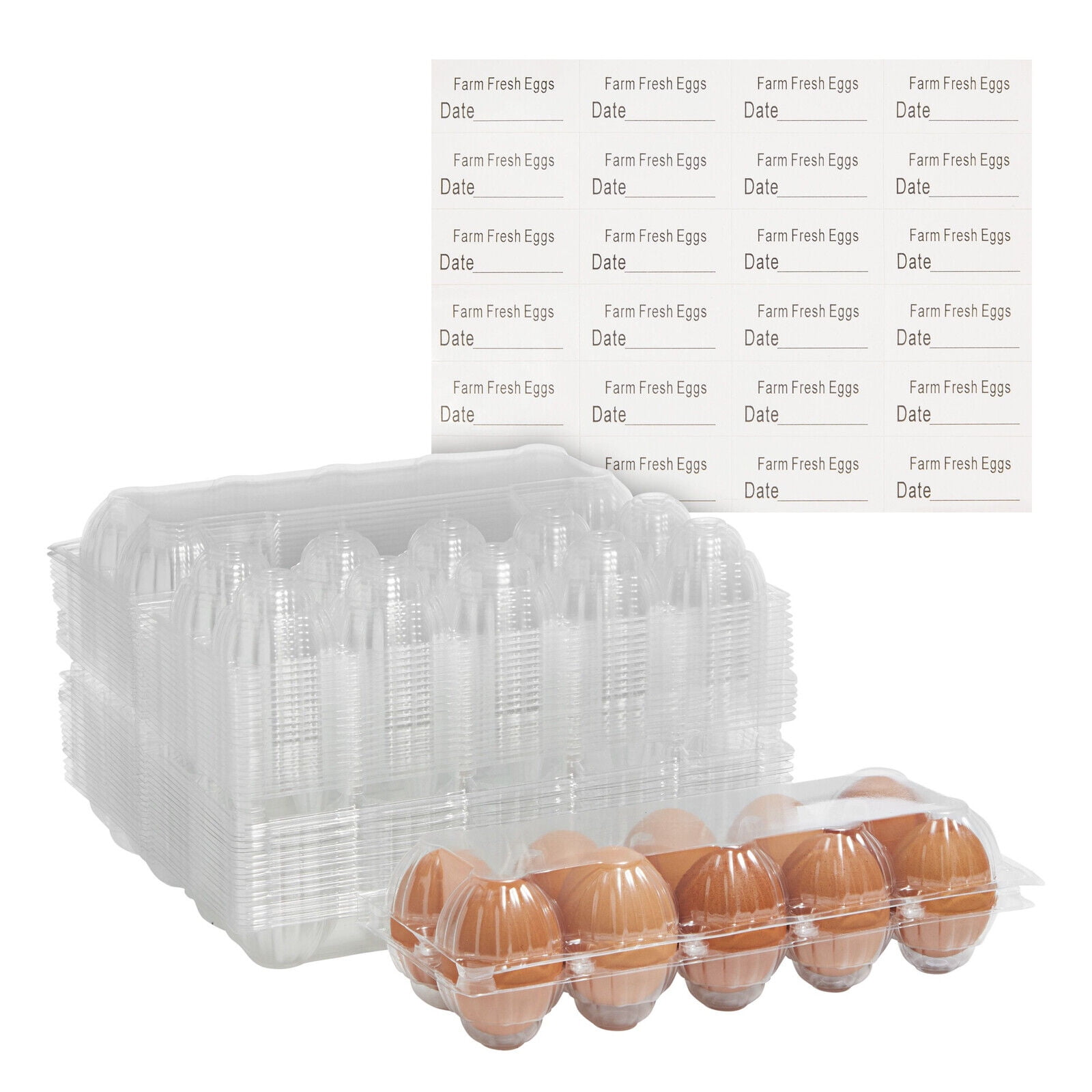 36x Clear Plastic Egg Cartons Reusable for 10 Chicken Eggs Container