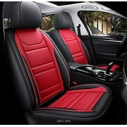 Full Set Auto Car Seat Covers 5-Seats Accessories Black + Red Leather Universal