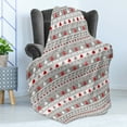 thumbnail image 4 of Christmas Soft Flannel Fleece Throw Blanket, Xmas Border Deers Trees and Merry Christmas Lettering Bows Bells Image, Cozy Plush for Indoor and Outdoor Use, 70" x 90", Grey White and Red, by Ambesonne, 4 of 5