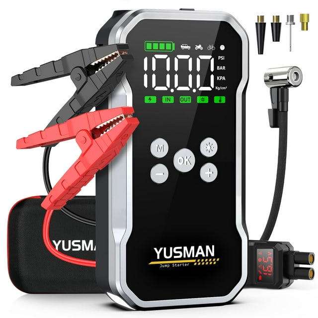 Jump Starter YUSMAN 6000A con compresor de aire de 150 psi y 12 V