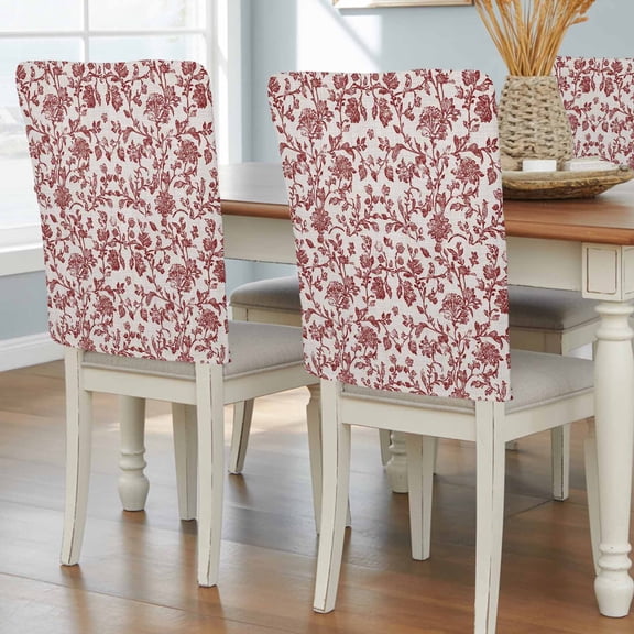 Farmhouse Red Chair Back Covers, Removable Chair Covers for Dining Chairs Set of 6, Washable Chairs Slipcovers Back Seat Protector for Wedding Party 19"x20"