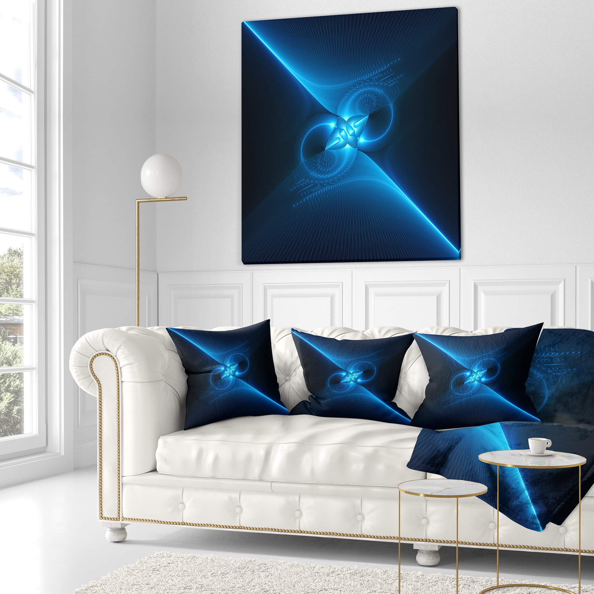 Designart 18" x 18" Blue Polyester Throw Pillow