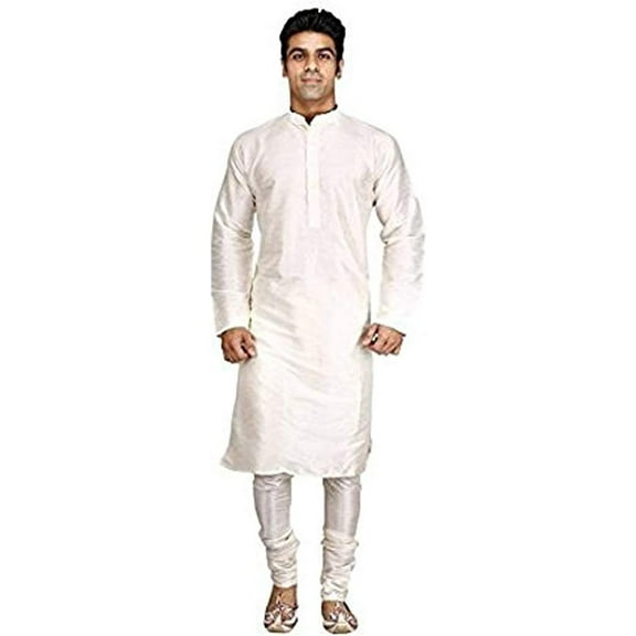 Royal Kurta Men's Silk Blend Kurta & Churidaar Set Beige