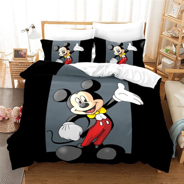 Black and White Disney Mickey Mouse Bedding Set Couples Minnie Mouse Bed Comforters Cover Set King Duvet Cover with Pillowcase264x228cm 3pcs Gao Jinjia LED