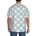 thumbnail image 5 of Xecao offers the Daisy Plaid Blue for Men's Casual Short-sleeved Shirt, a button-up collared shirt with a pocket, perfect for beach vacations and yacht travel in the Large size., 5 of 7