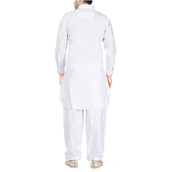 Royal Kurta Men's Silk Blend Loop Button Design Kurta (Only Kurta) (42, White)