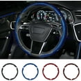 thumbnail image 2 of Universal Carbon Fiber Steering Wheel Cover, Anti-Scratch, Anti-Slip, for 14-16 Inch Wheels, Interior Accessories for Cars, SUVs, Trucks, Blue, 2 of 8