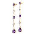 thumbnail image 4 of Auriga Fine Jewelry 14K Yellow Gold Pear Amethyst and White Topaz Dangle Earrings for Women, 4 of 5