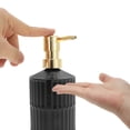thumbnail image 3 of Unique Bargains 1 Pc Cylinder Texture Soap Dispenser 15.22oz Black Gold Tone, 3 of 6