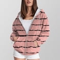 thumbnail image 4 of Towmus Oversized Zip Up Hoodie for Women Casual Baggy Loose Basic Zipper Striped Hooded Sweatshirt Coat Y2K Jacket with Pockets for Fall Winter, 4 of 6