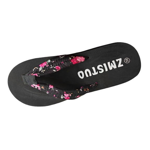 Yuanlong Womens Sandals Floral Print Summer Flip-Flops Flat Bottom Leisure Everyday Stylish Beach Sandals