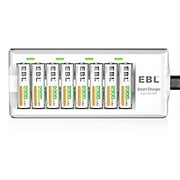 Piles AA rechargeables EBL 2300 mAh batterie longue durée (8 points) avec chargeur de batterie pour piles AA AAA