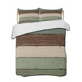 thumbnail image 2 of Green Brown Twin Size Down Alternative Comforter, Lightweight Comforter Quilt Bedding Set with Pillow Shams Country Wood Grain Abstract Stripe All Seasons Bed Comforter Duvet Insert 68"x86", 2 of 7