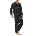 thumbnail image 2 of Salouo Lavender Flowers Print Button-Front Long Sleeve Pajama Set for Men, Soft 2Pjs Men's Long Sleeve Sleepwear-Large, 2 of 7