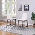 thumbnail image 2 of Milan Rosa Walnut Veneer/White Faux Leather Counter Stool w/ Solid Wood Base, 2 of 11