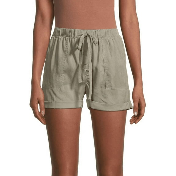OAT Women's Tencel Drawstring High-Waisted Cuffed Shorts Dark Green XL. $49 NWT