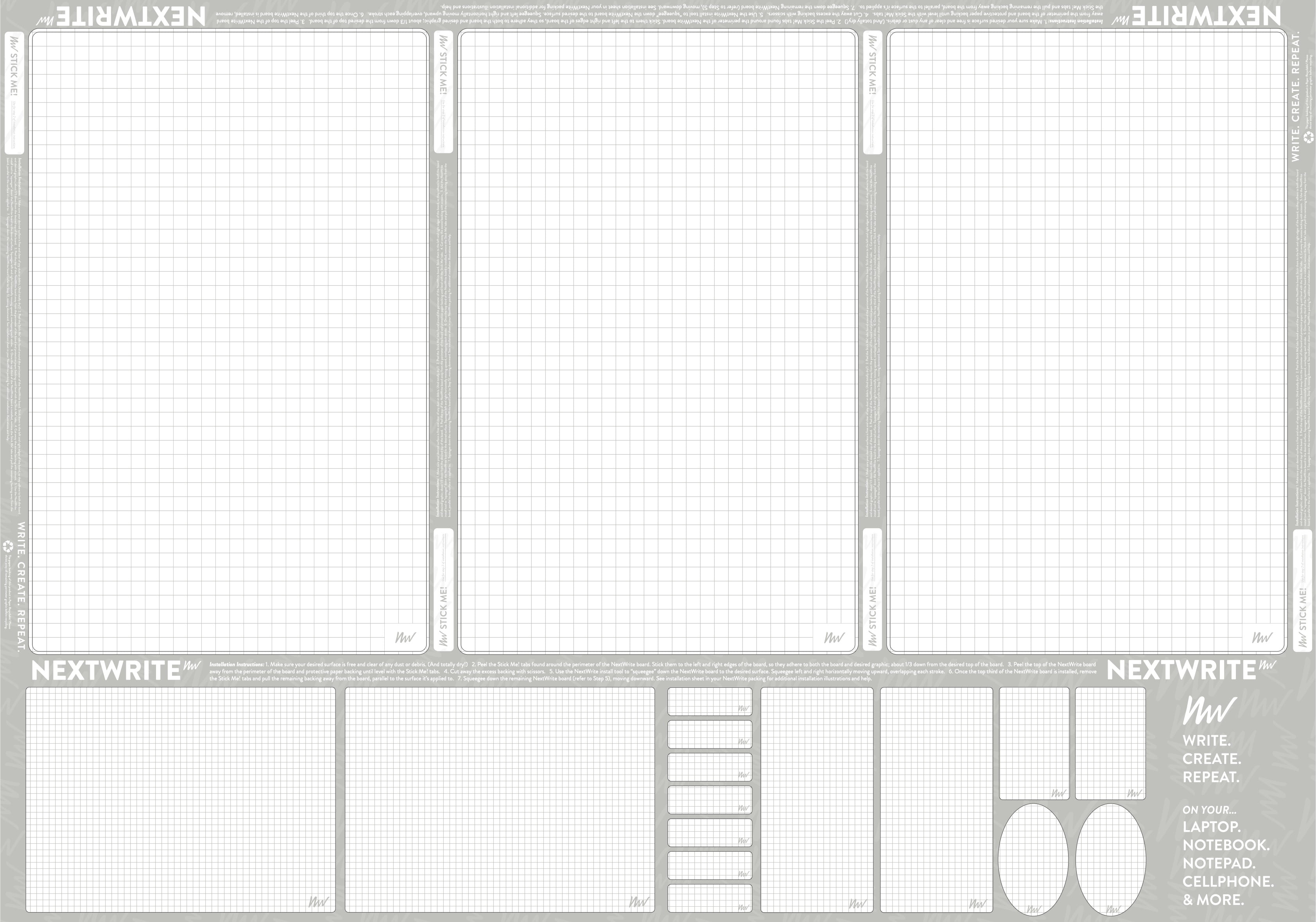 NextWrite Dry Erase Adhesive Surface Grid Pattern