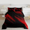 thumbnail image 2 of Homewish Waves Stripes Bedding Comforter Set,Modern Asbtarct Geometric Twin Comforter Sets,Red Black Bedding Set For Girl Boys,Ultra Soft Home Decor Reversible,2-Piece, 2 of 8