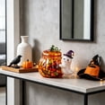 thumbnail image 6 of Halloween Glass Candy Jar with Ghost Ornament, Clear Glass Pumpkin Shape Container with Carved Details and Green Lid for Storing Candy Treats Party Favors Decorative Display Seasonal Decoration, 6 of 6
