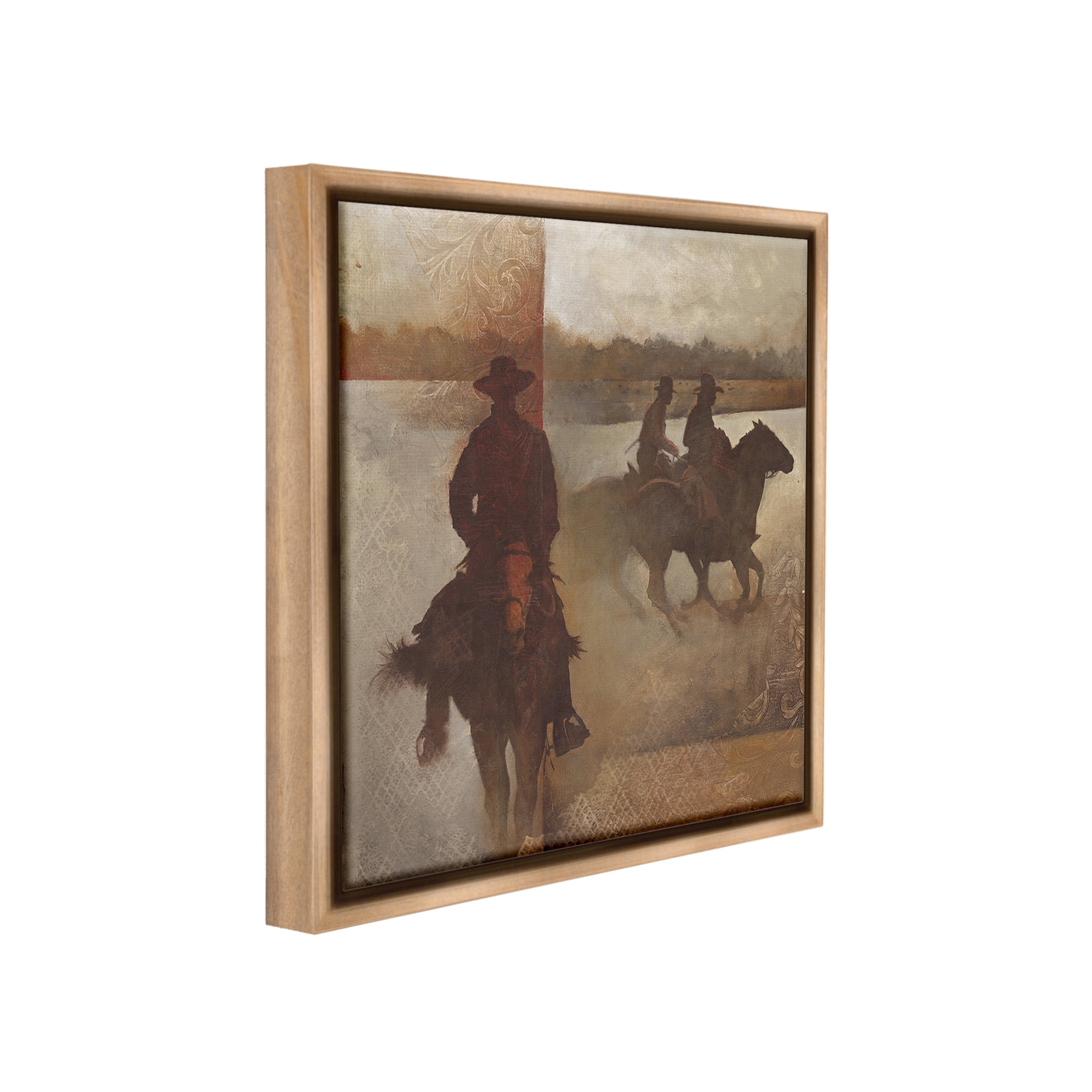 Stupell Industries Rustic Equestrian Collage Animals & Insects Painting Brown Floater Framed Canvas Art Print Wall Art, 25 x 25