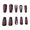 thumbnail image 3 of 24Pcs Halloween Press On Nails Rose Skull Gothic Style, Dark Glossy Fake Nails with Intricate Floral and Skeleton Design, Medium Length Reusable False Nail Tips for Women, 3 of 9