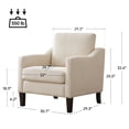 thumbnail image 3 of Modern Accent Chairs Set of 2, Polyester Upholstered Single Chairs with Wood Legs, Reading Armchairs for Living Room, Bedroom, Office,Beige, 3 of 11