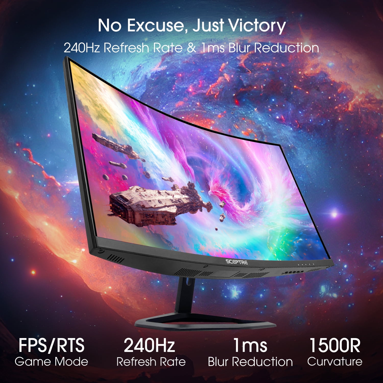 Sceptre New 27-inch Curved Gaming 240Hz Monitor 1500R DP HDMI Build-in Speakers 2026