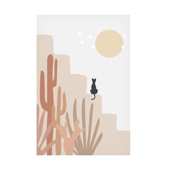 Melloi Art Prints 'Cat with Cactus' Canvas Art