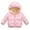 Pink, variant on Esaierr 1-7 Year Boys Girls Solid Color Cotton Coat for Baby Kids Hooded Fleece Cotton Jacket with Pockets down Jackets Tops Zipper Winter Thickening Snowsuit