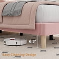 thumbnail image 4 of Twin Size Bed Frame, Adjustable Height Headboard, Velvet Upholstered Platform Bed Frame, No Box Spring Needed, Easy Assembly, Pink, 4 of 7