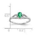thumbnail image 2 of Solid 14k White Gold 5x3mm Oval Emerald Green May Gemstone Diamond Engagement Ring Size 7.5 (.02 cttw.), 2 of 3