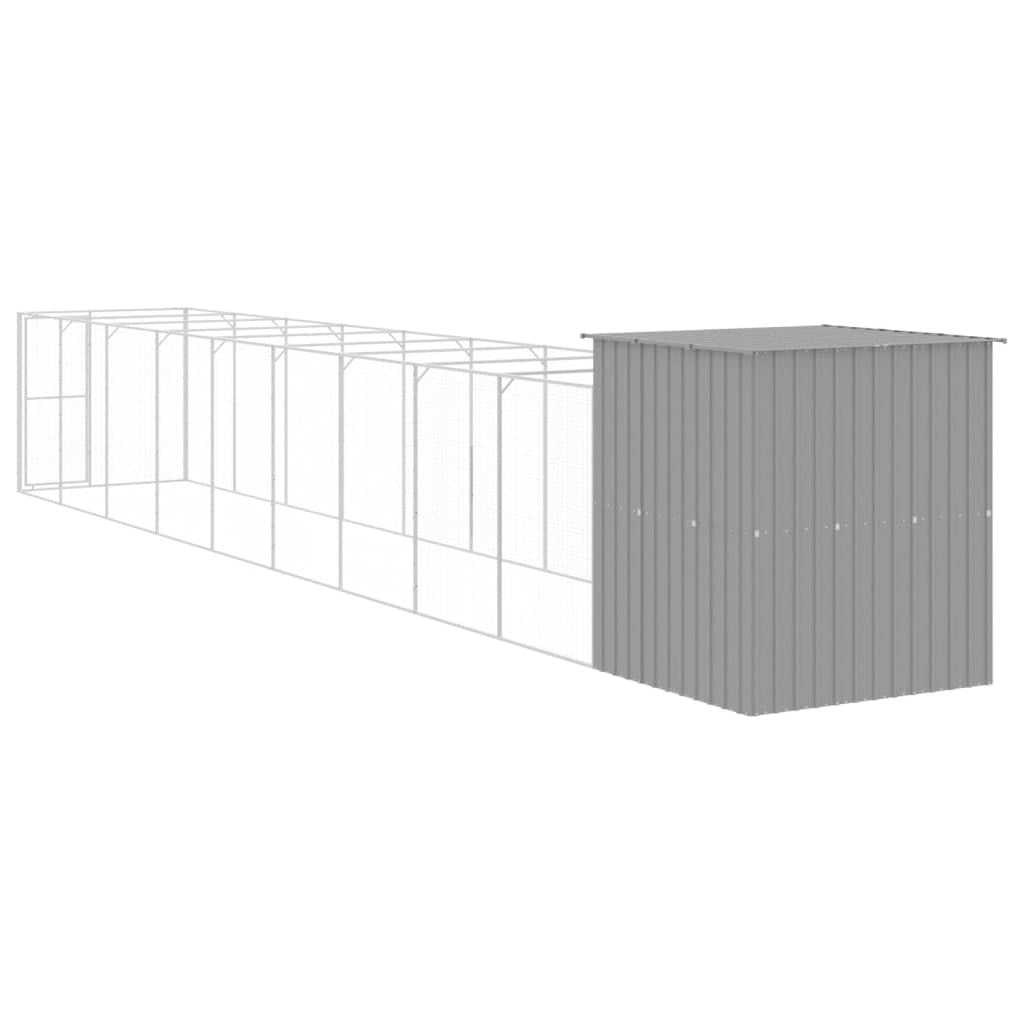 vidaXL Dog House Outdoor Dog Kennel Crate Shelter with Run Galvanized Steel