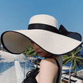 thumbnail image 5 of Sombrero de paja grande con lazo para mujer, gorra de playa enrollable plegable grande flexible, gorra de playa con protección UV Ormromra  CPB-DE-WX341-1, 5 of 5