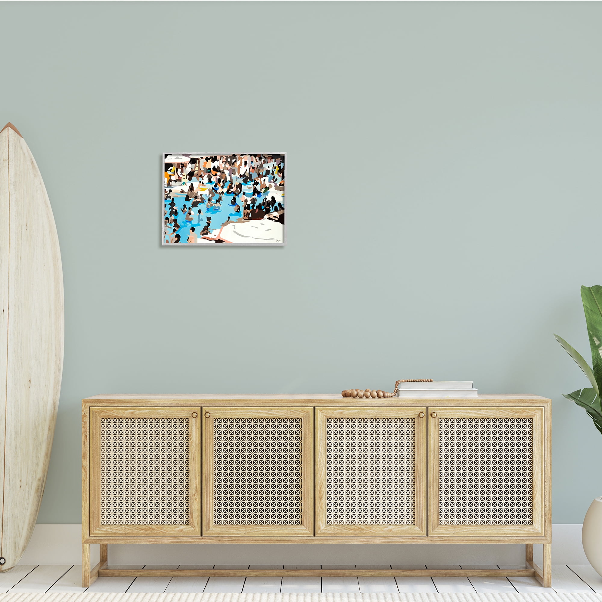 Stupell Industries Crowded Pool Scene Abstract Shape People Tropical Party, 20 x 16, Design by BethAnn Lawson