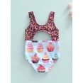 thumbnail image 5 of Baby Girls One-piece Swimsuits, Biscuit/Cake Print Sleeveless V-neck Cutout Bathing Suit Swimwear, 5 of 9