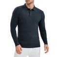 thumbnail image 4 of Camisa de polo de punto de negocios de color sólido de manga larga para hombre XL azul oscuro, 4 of 6
