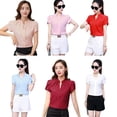 thumbnail image 4 of Women's White Shirt Female Short Sleeve Shirt Fashion Leisure Chiffon Office Blouse Tops, 4 of 4