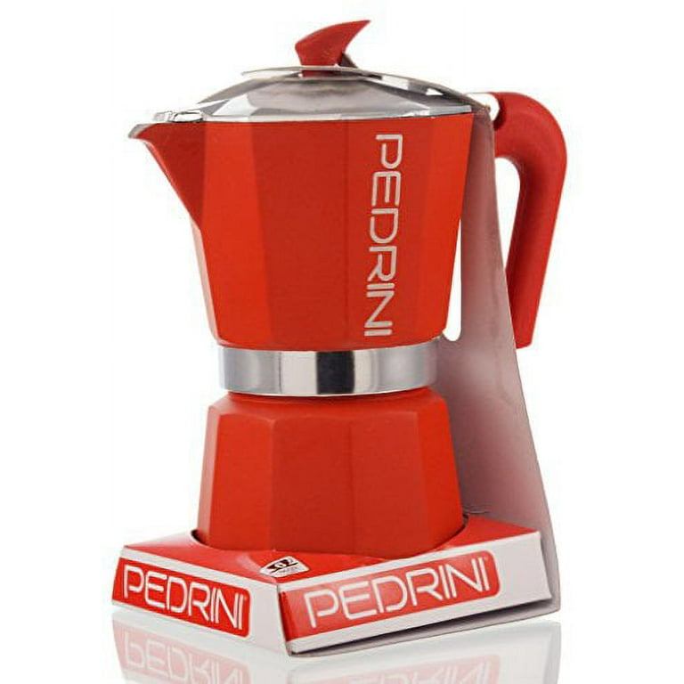 Pedrini Espresso Stove Top Coffee Maker Red Percolator Single Cup Italy READ