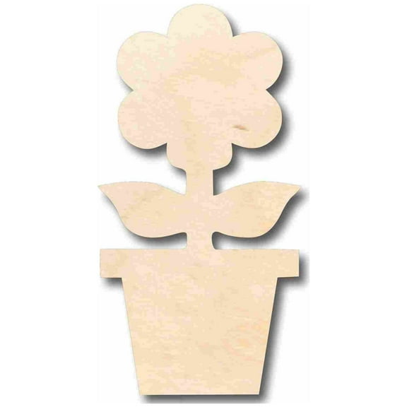 Unfinished Wood Flower in Pot Silhouette - Craft- up to 46" DIY 30" / 3/4"