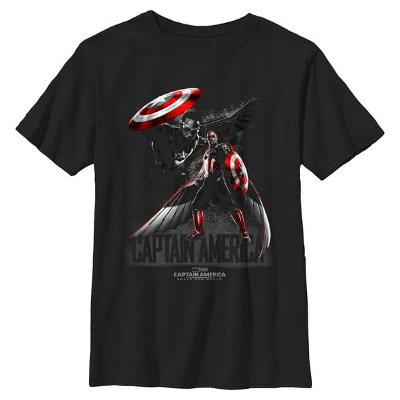 Boy's Captain America: Brave New World Black and Red Action Poster Graphic T-Shirt