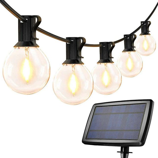 1pcs luces de hadas solares para exteriores, G40 luces de hadas para exteriores 25 bombillas LED 2700k luces de hadas impermeables para jardín, patio, patio, decoración de fiestas [energía, 11 Feliz Sencillez