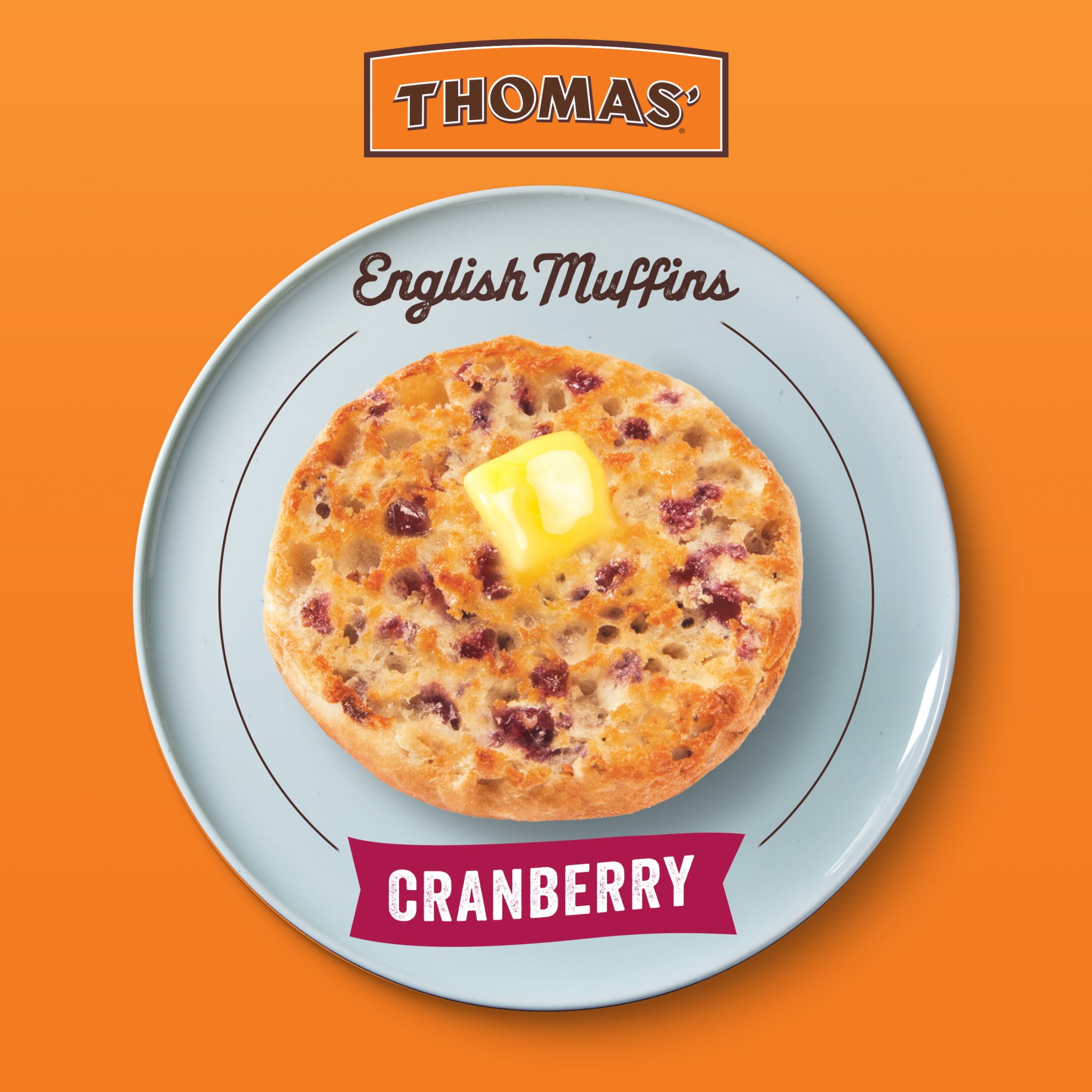 Thomas' Cranberry English Muffins, 6 count, English Muffins, 13 oz Tray