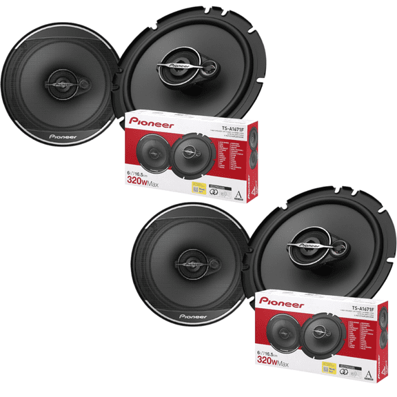 x2 Pioneer TS-A1671F 6.5-inch 70W RMS Power 3-Way Coaxial Car Speakers (PAIR)