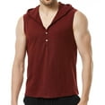 thumbnail image 3 of IYTR Sleeveless Shirts for Men Sports Solid Color Summer Sleeveless Tank Tops Comfy Vest Hooded Neck Tops Wine L, 3 of 7