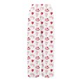 thumbnail image 4 of Women's Fashion Pocket Valentine's Day Print Stretch Adjustable Drawstring Wide Leg Pants, Elastic Waist Holiday Pants, Casual Lounge Wear for Women,White,XL, 4 of 8