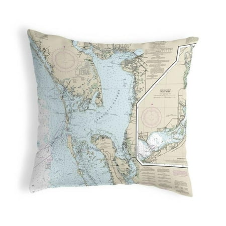 Restaurant Furniture Charlotte Nc Betsy Drake NC11426 Charlotte Harbor, FL Nautical Map Noncorded Indoor & Outdoor Pillow - 18 x 18 in. ()