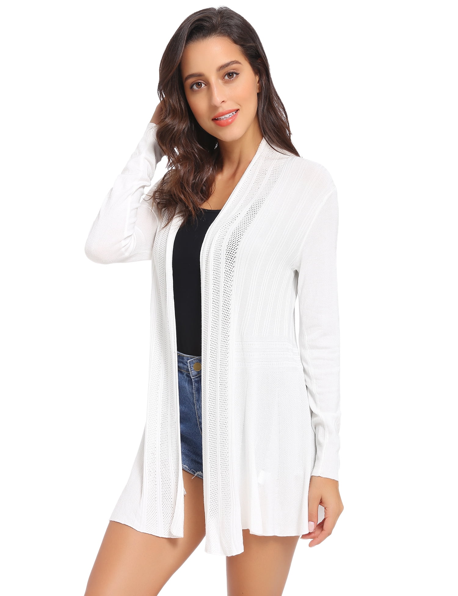 iClosam Women Casual Cardigan Knitted Open Front Long Sleeve Mid-Length Warm Cardigan Sweater 