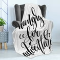thumbnail image 4 of Adventure Soft Flannel Fleece Throw Blanket, Monochrome Words Hungry for Adventure Journey Challenge Hand Written Letters, Cozy Plush for Indoor and Outdoor Use, 60" x 80", Black White, by Ambesonne, 4 of 5