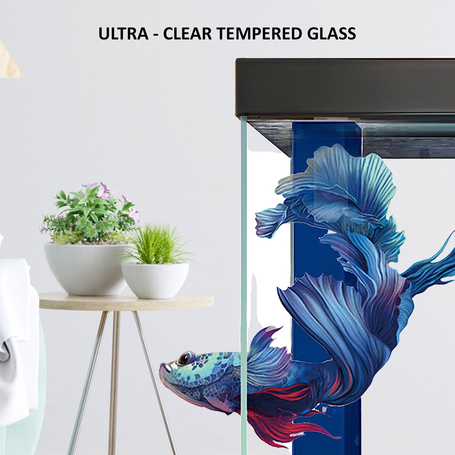 Tempered Glass Aquarium 260 Gallon Fish Tank White and Silver with Premium Filtration System